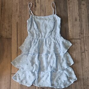 NWT Francesca's Trixxi Light Blue Layered Polka Dots Dress - Women's Size XXS